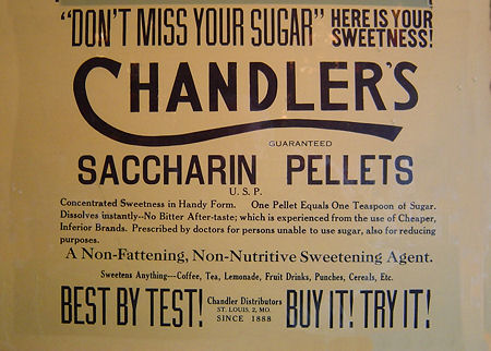 Chandler's Saccharin Pellets label.