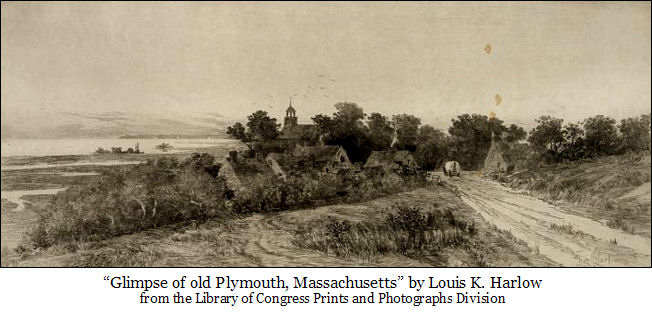 reproduction of 'Glimpse of Old Plymouth, Massachusetts' by Louis K. Harlow