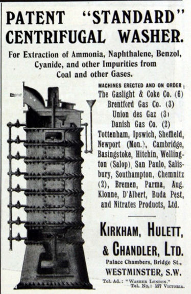 advertisement for Kirkham Hulett & Chandler Centrifugal Washer